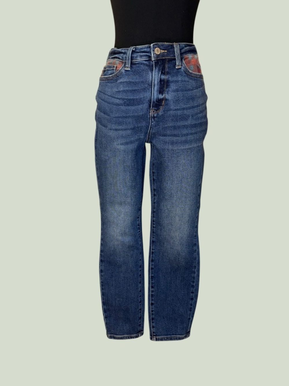 Judy Blue Patchwork Straight Leg Women’s Jeans - Blue